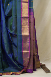 Two Tone Blue Kanjivaram Silk Saree - SRTTBKSS1027