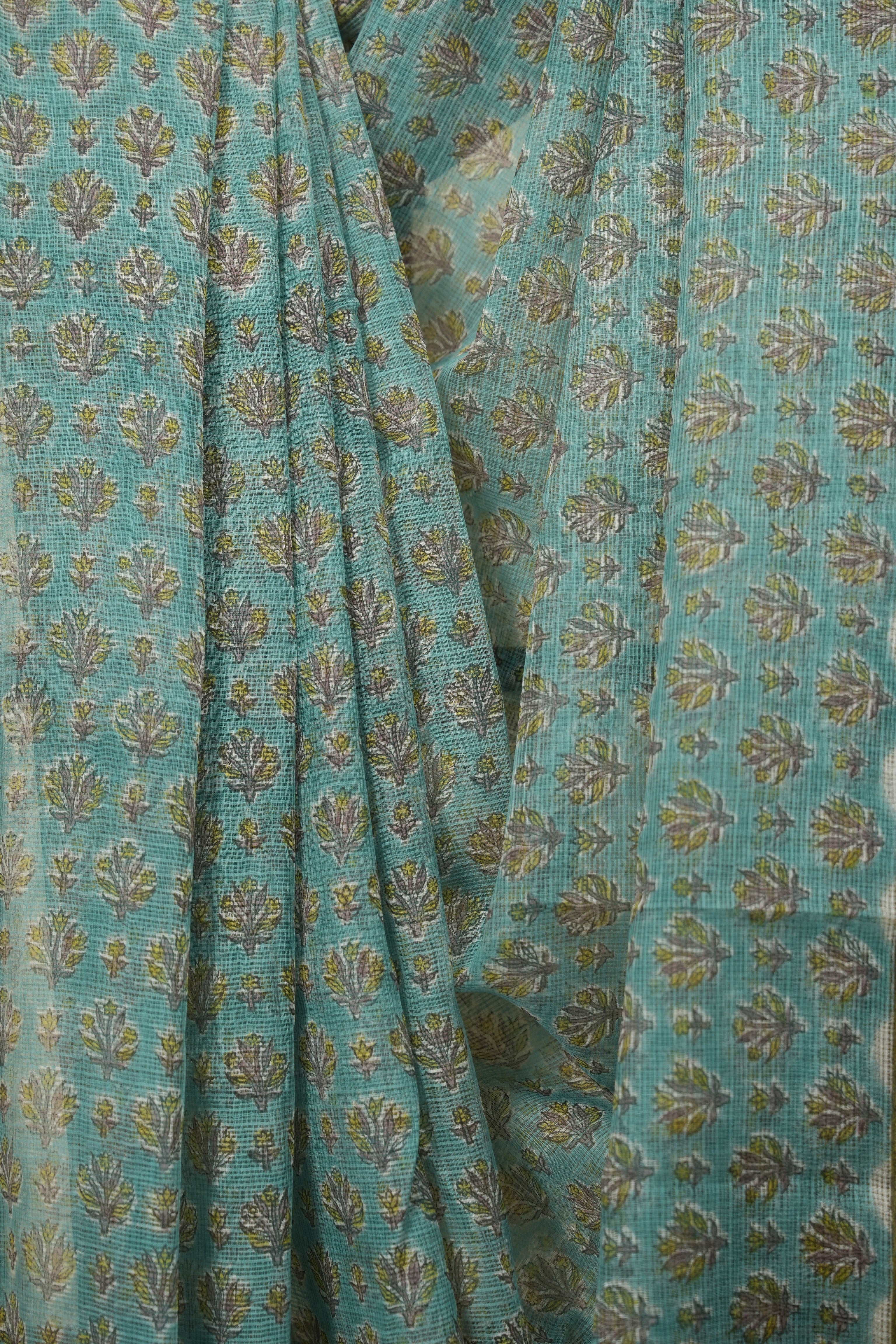 Green Kota Doria Saree - SRGKDS288