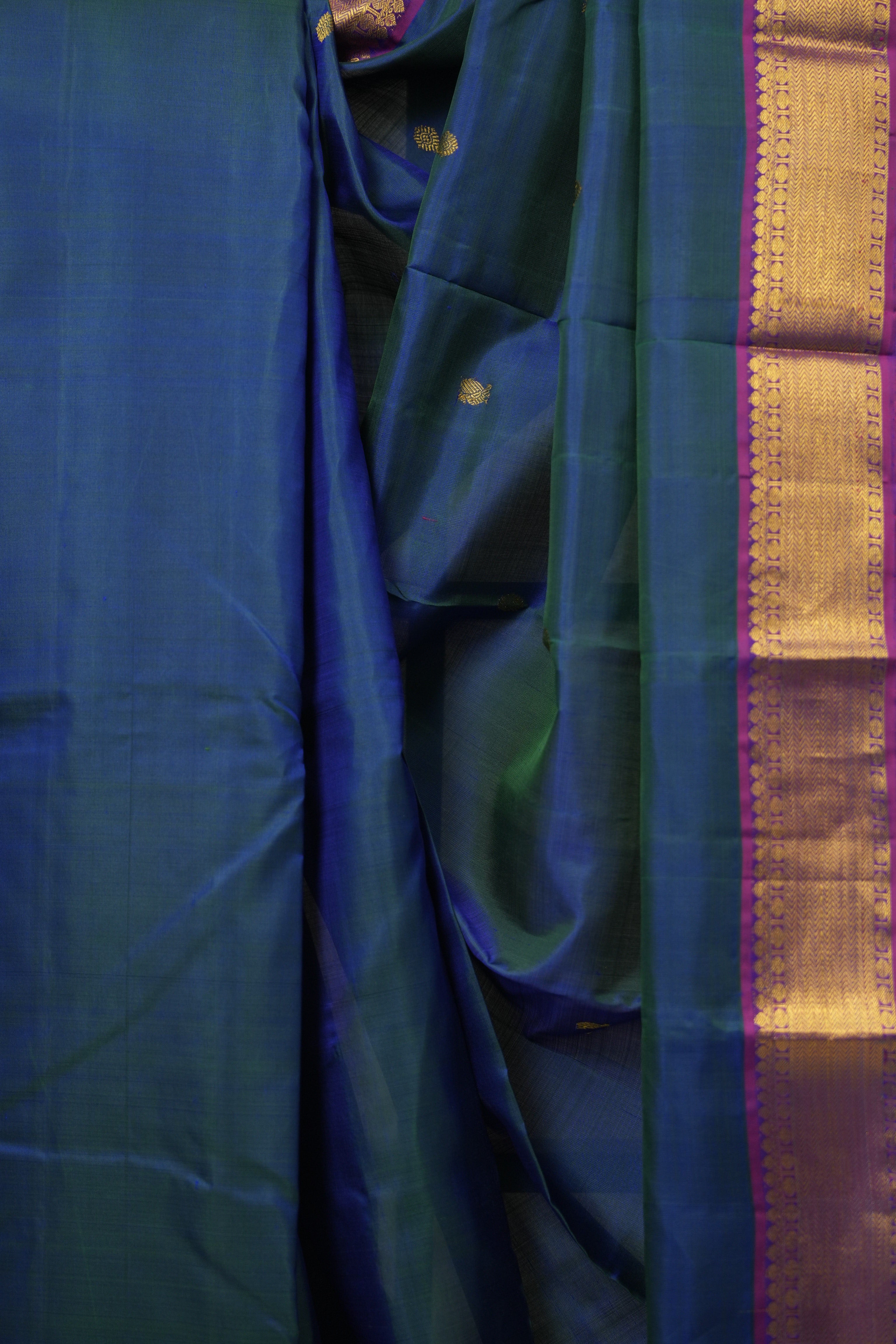 Two Tone Blue Kanjivaram Silk Saree - SRTTBKSS1027