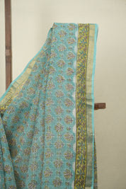 Green Kota Doria Saree - SRGKDS288