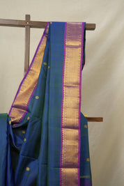 Two Tone Blue Kanjivaram Silk Saree - SRTTBKSS1027