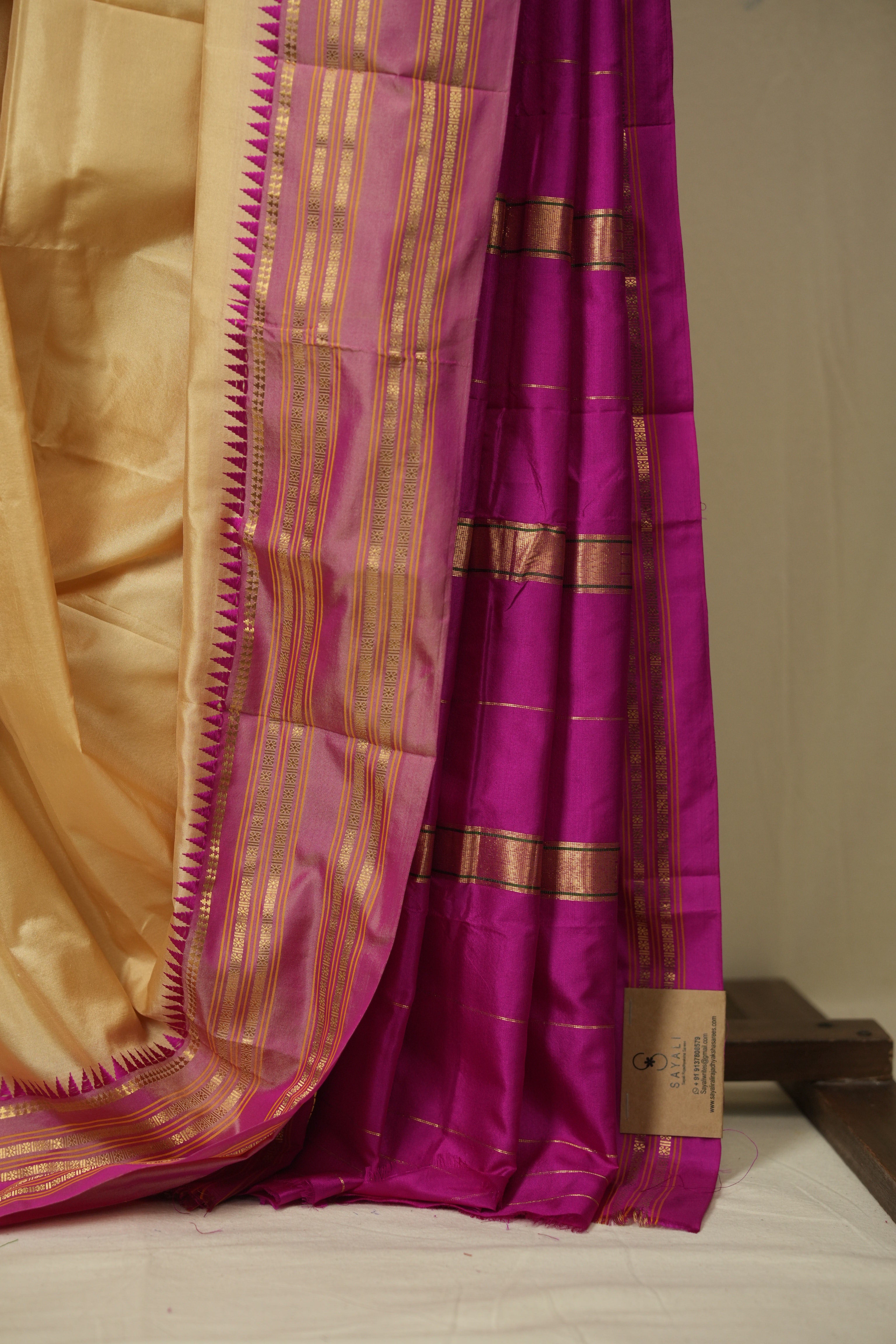 Cream Narayan Peth Silk Saree - SRCNPSS10