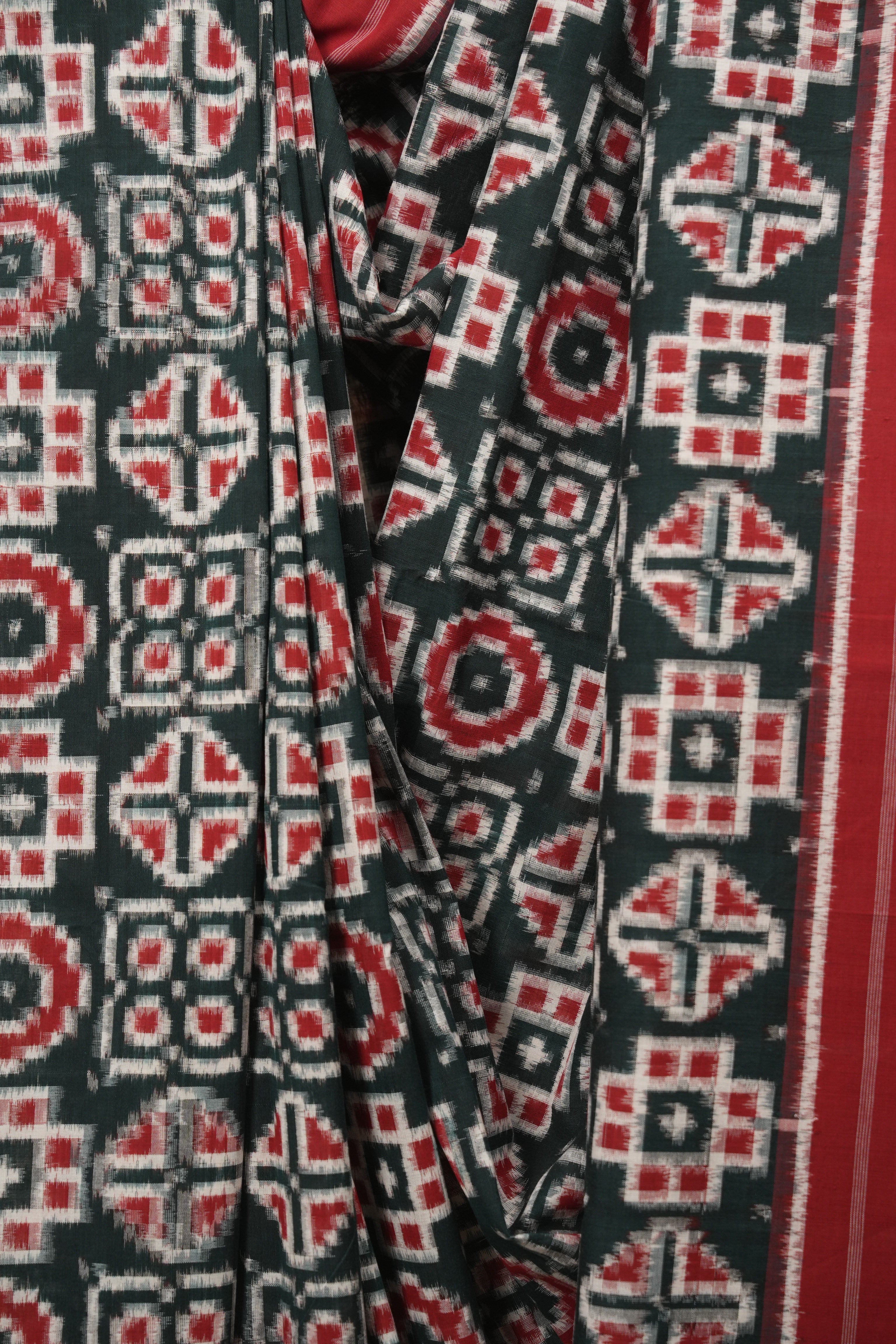 Green Pochampalli Cotton Ikat Saree - SRGPCIS728