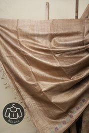 Copper Machine Embroidered Tussar Silk Saree - SRCETSS1491