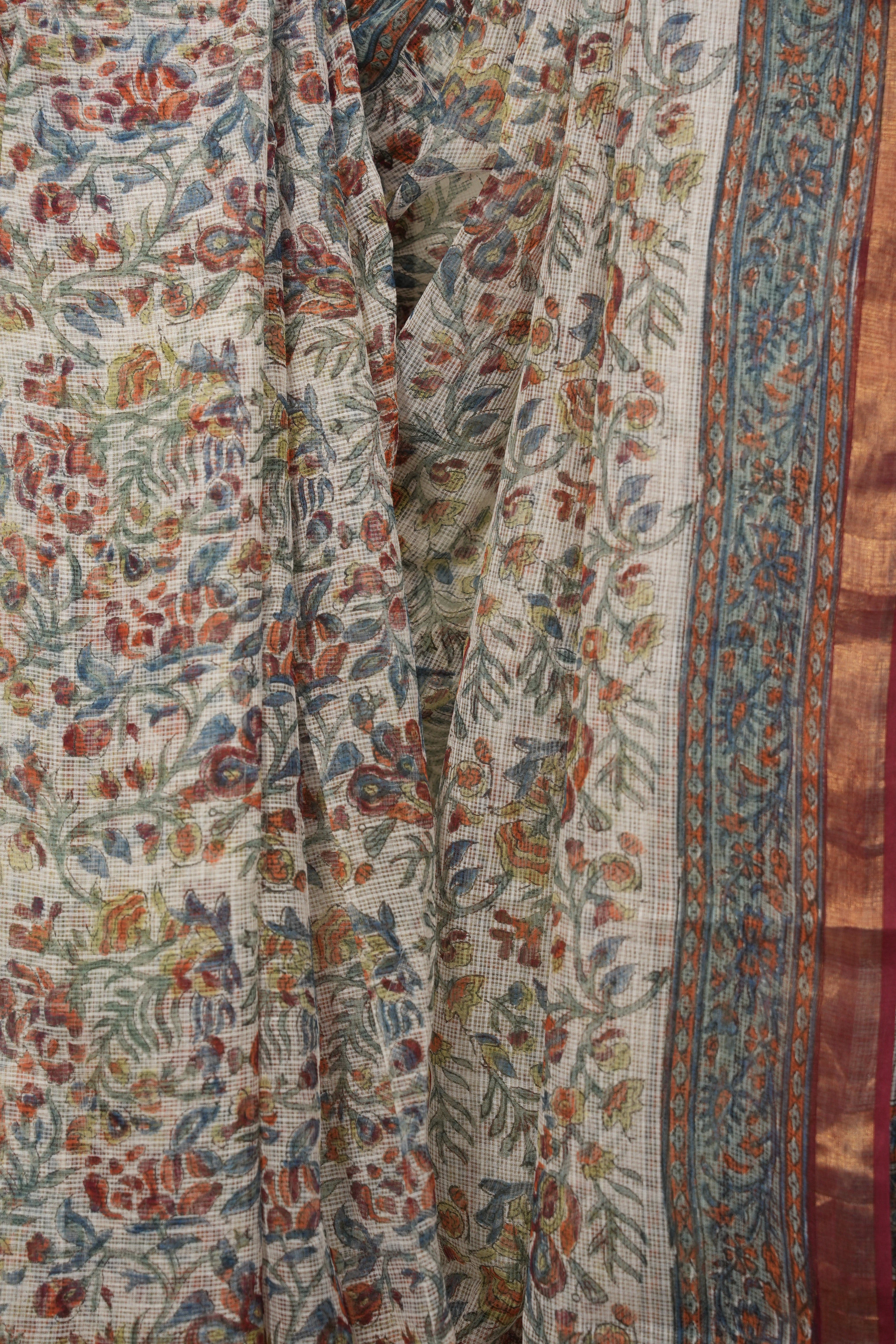 White Kota Doria Saree - SRWKDS290