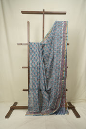 Blue Kota Doria Saree - SRBKDS307