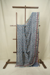 Blue Kota Doria Saree - SRBKDS307