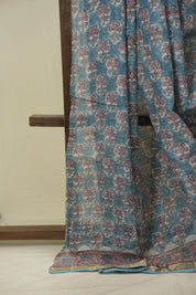 Blue Kota Doria Saree - SRBKDS307