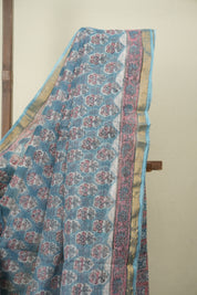 Blue Kota Doria Saree - SRBKDS307