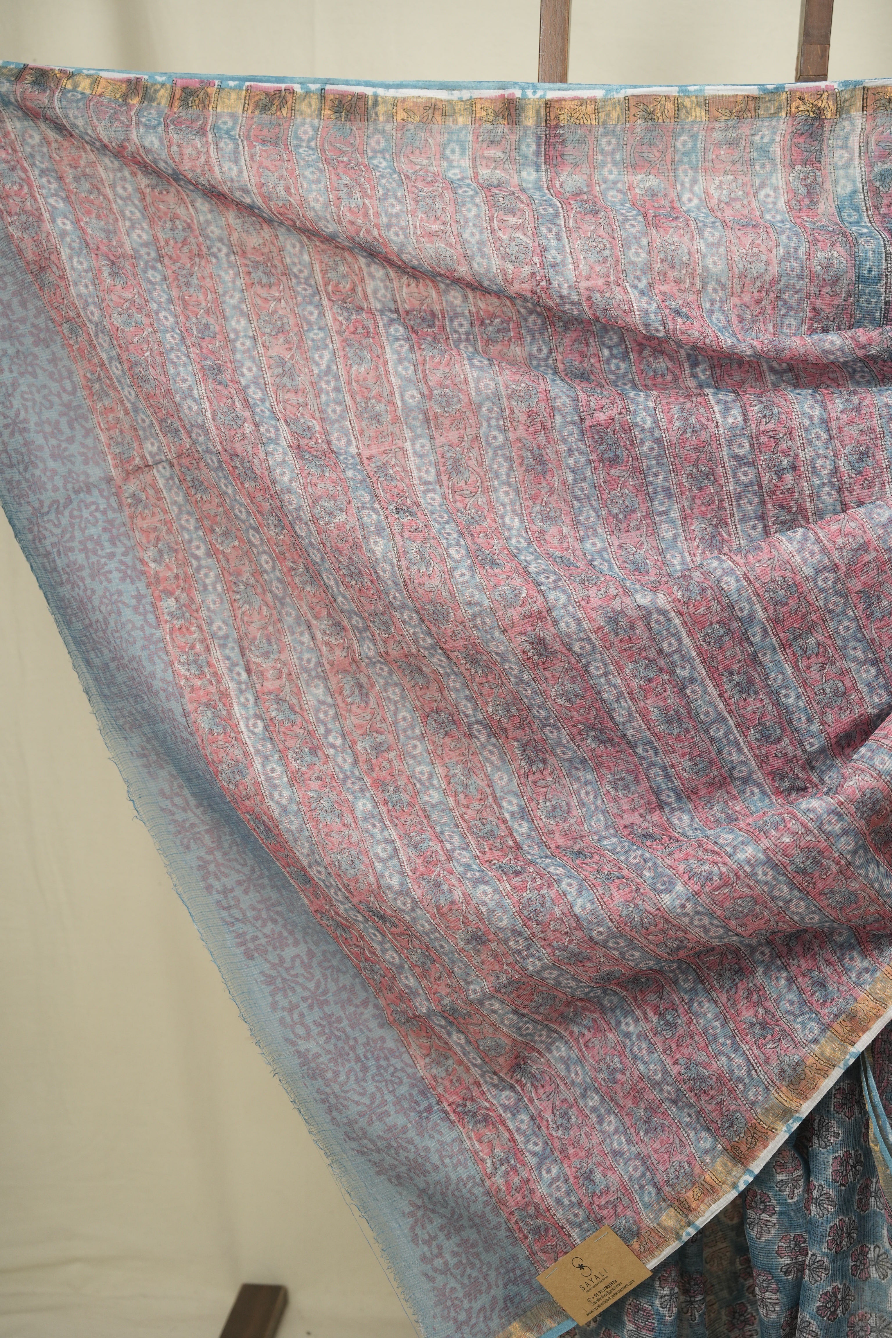 Blue Kota Doria Saree - SRBKDS307