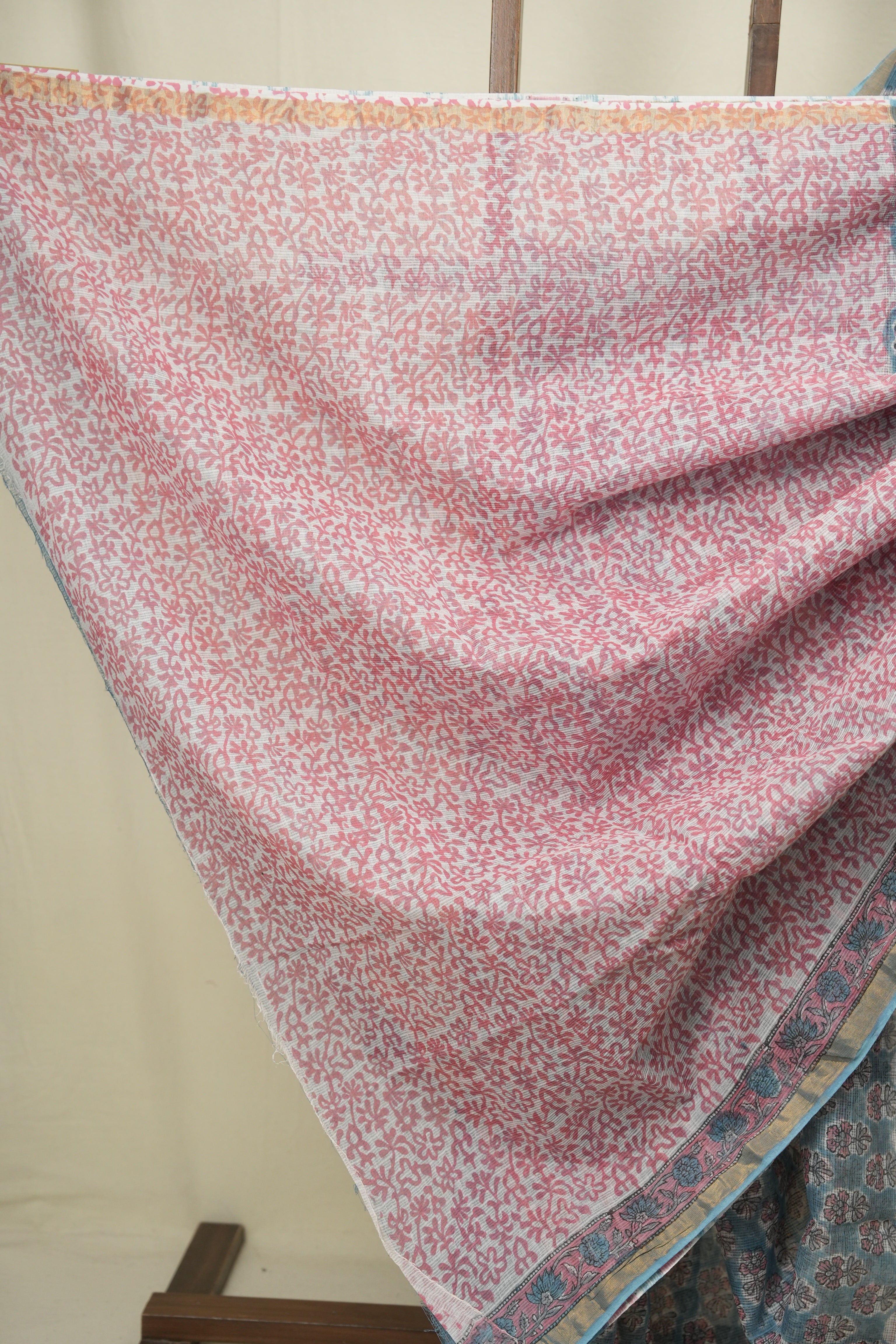 Blue Kota Doria Saree - SRBKDS307