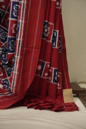 Red Blue Pochampalli Cotton Ikat Saree - SRRBPCIS731