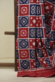 Red Blue Pochampalli Cotton Ikat Saree - SRRBPCIS731