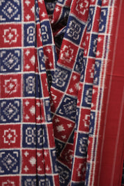 Red Blue Pochampalli Cotton Ikat Saree - SRRBPCIS731
