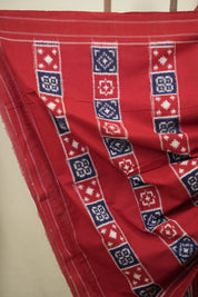 Red Blue Pochampalli Cotton Ikat Saree - SRRBPCIS731