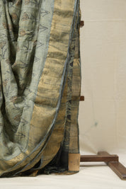 Tinted Blue HBP Tussar Silk Saree - SRTBHTSS742