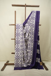 White Pochampalli Cotton Ikat Saree - SRWPCIS730