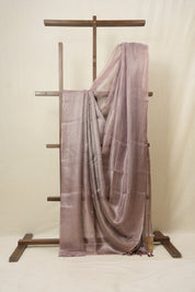 Pink Silver Tissue Tussar Silk Saree - SRPSTTSS481
