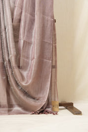 Pink Silver Tissue Tussar Silk Saree - SRPSTTSS481