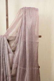Pink Silver Tissue Tussar Silk Saree - SRPSTTSS481