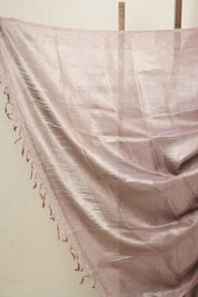 Pink Silver Tissue Tussar Silk Saree - SRPSTTSS481