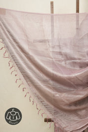 Pink Silver Tissue Tussar Silk Saree - SRPSTTSS481