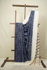 Navy Blue Pochampalli Cotton Ikat Saree - SRNBPCIS746