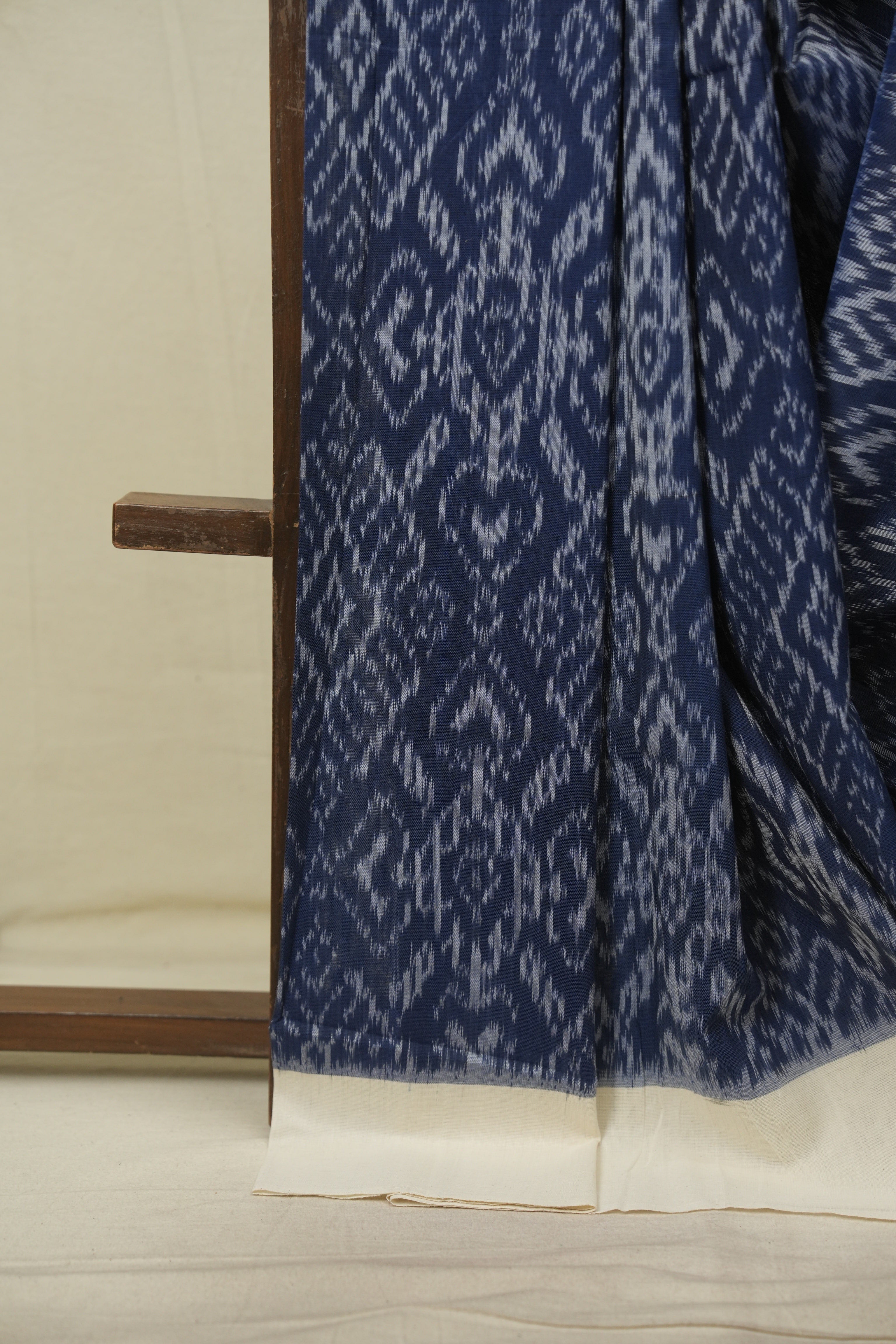 Navy Blue Pochampalli Cotton Ikat Saree - SRNBPCIS746