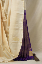 Cream Kanjivaram Silk Saree - SRCKSS1039