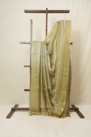 Yellow Silver Tissue Tussar Silk Saree - SRYSTTSS479