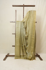 Yellow Silver Tissue Tussar Silk Saree - SRYSTTSS479