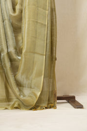 Yellow Silver Tissue Tussar Silk Saree - SRYSTTSS479