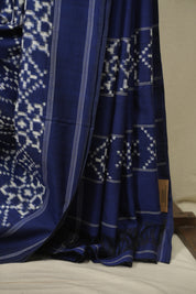 Navy Blue Pochampalli Cotton Ikat Saree - SRNBPCIS727