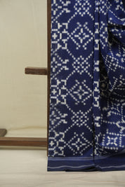 Navy Blue Pochampalli Cotton Ikat Saree - SRNBPCIS727