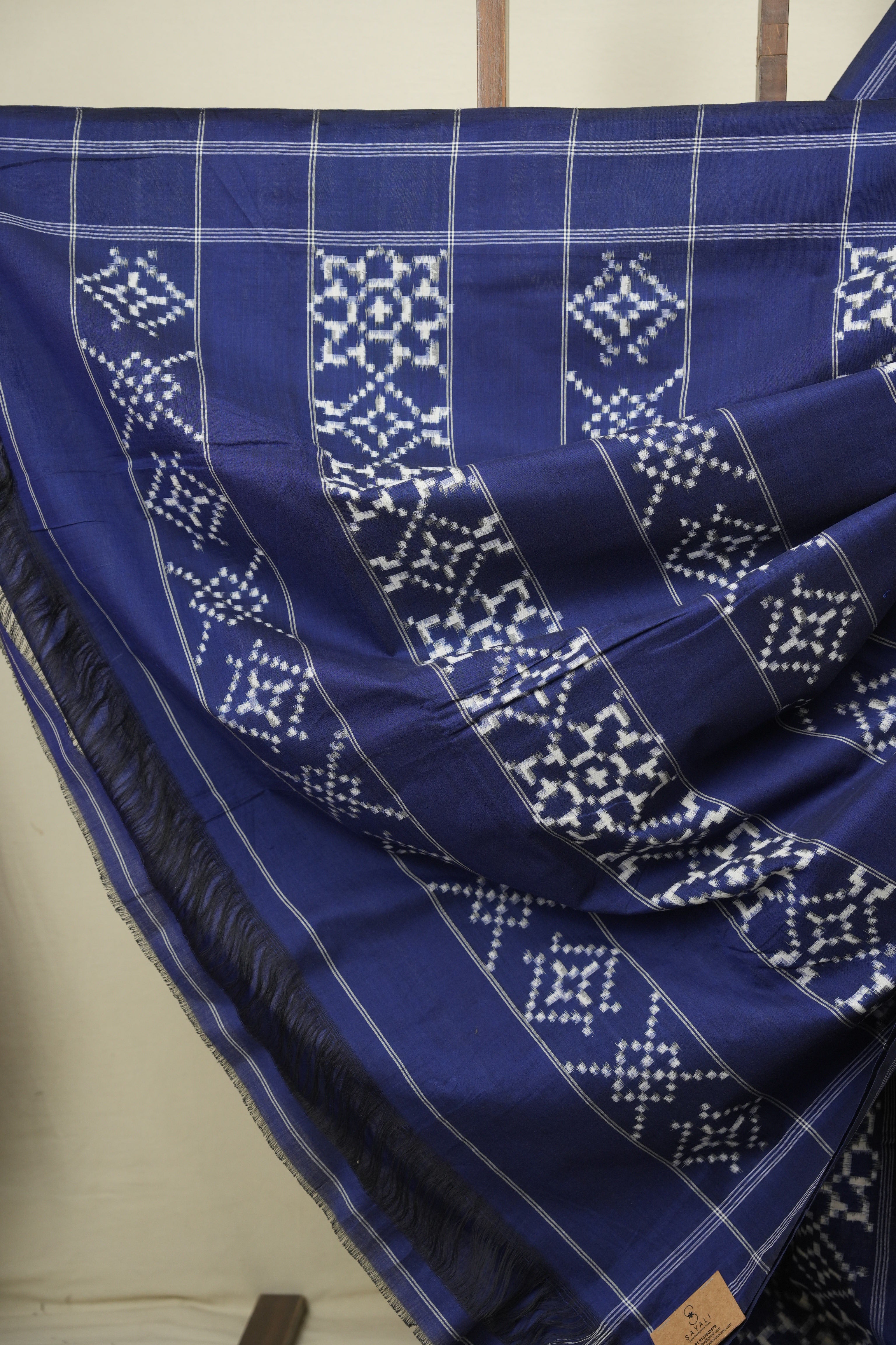 Navy Blue Pochampalli Cotton Ikat Saree - SRNBPCIS727