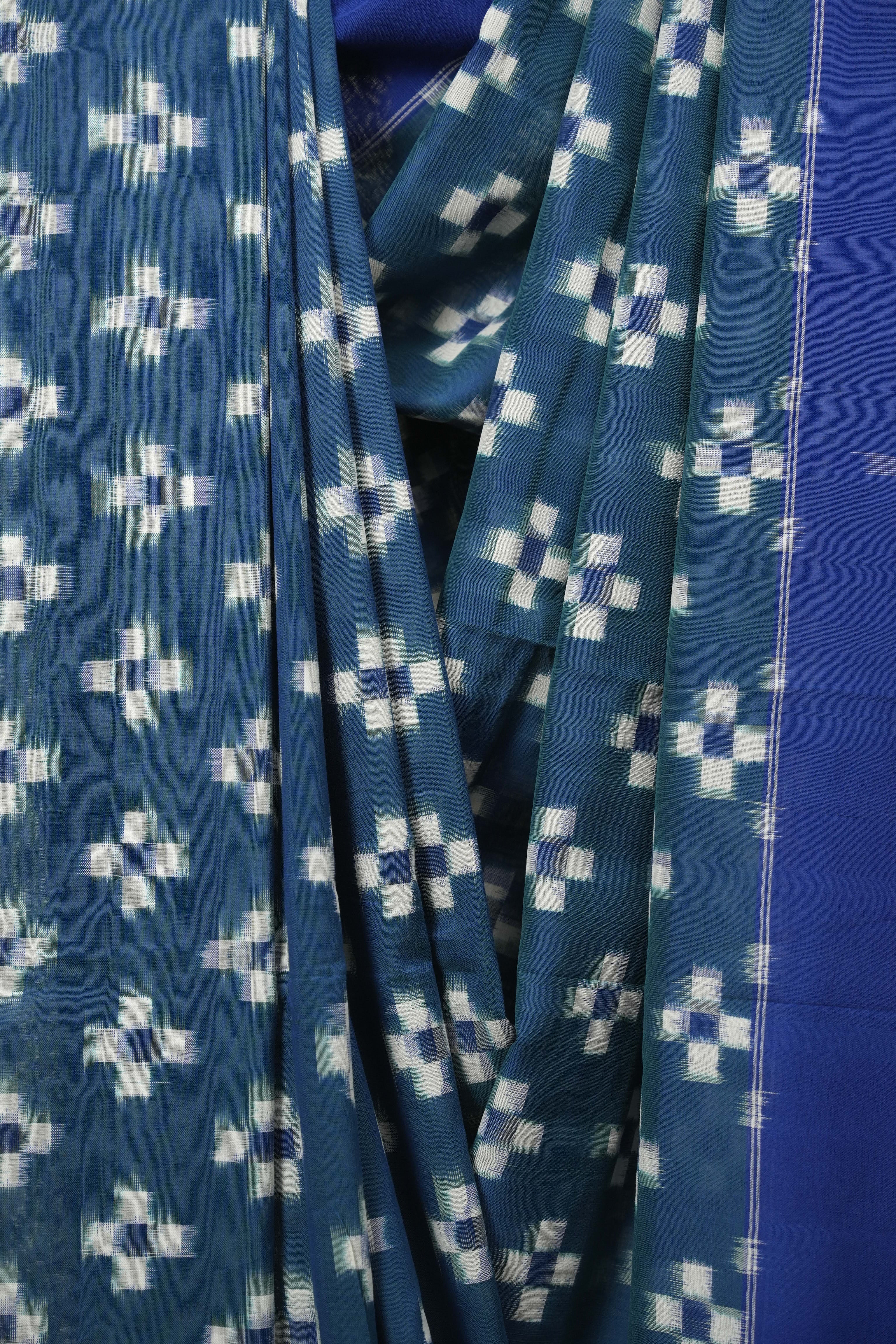 Peacock Green Pochampalli Cotton Ikat Saree - SRPGPCIS754
