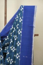 Peacock Green Pochampalli Cotton Ikat Saree - SRPGPCIS754