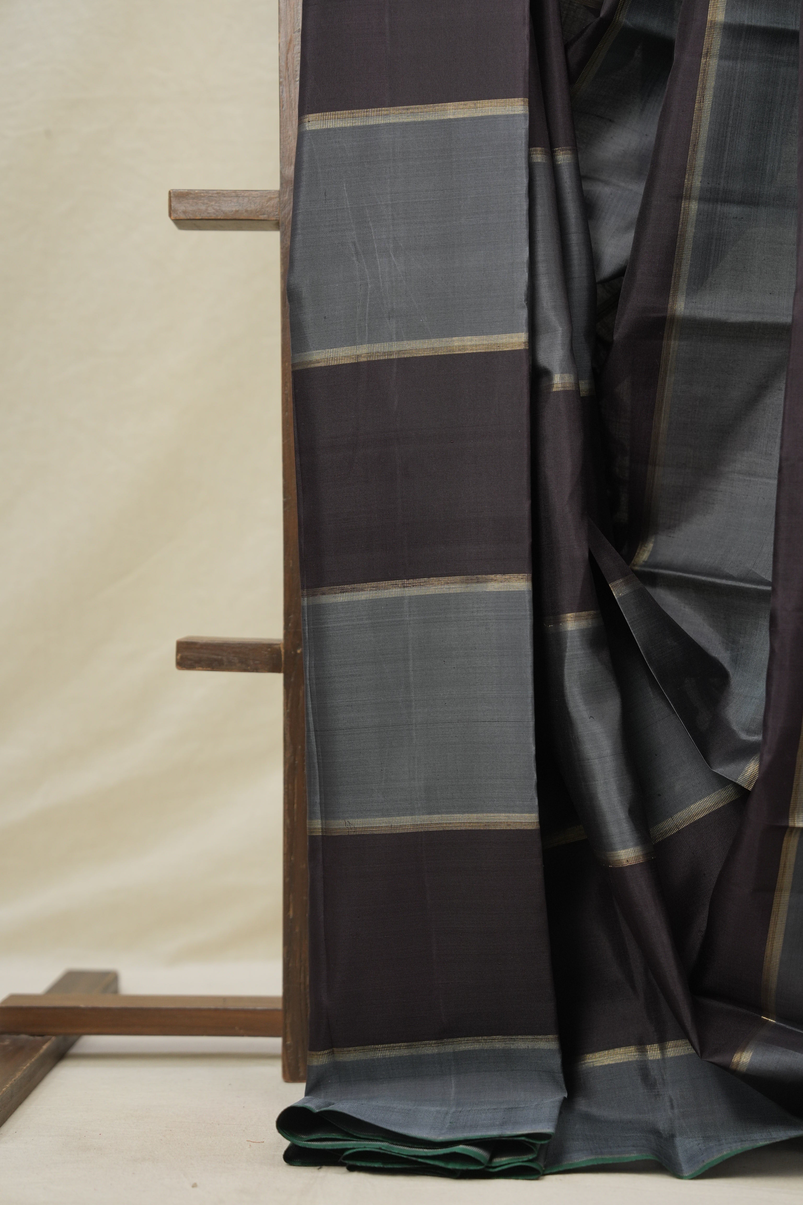 Grey Brown Kanjivaram Silk Saree - SRGBKSS1043