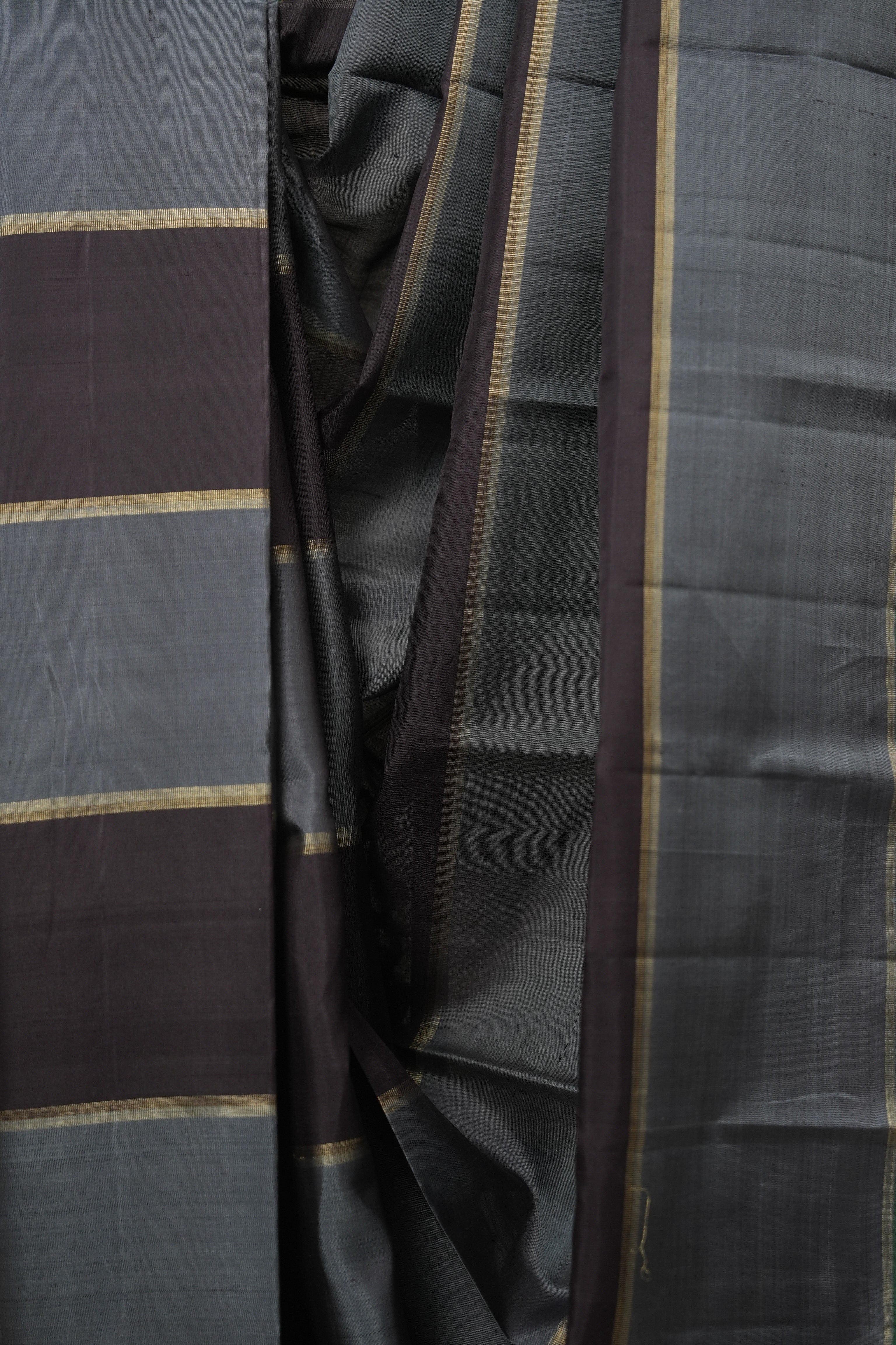 Grey Brown Kanjivaram Silk Saree - SRGBKSS1043