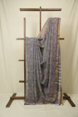 Grey HBP Kota Doria Saree - SRGKDS275