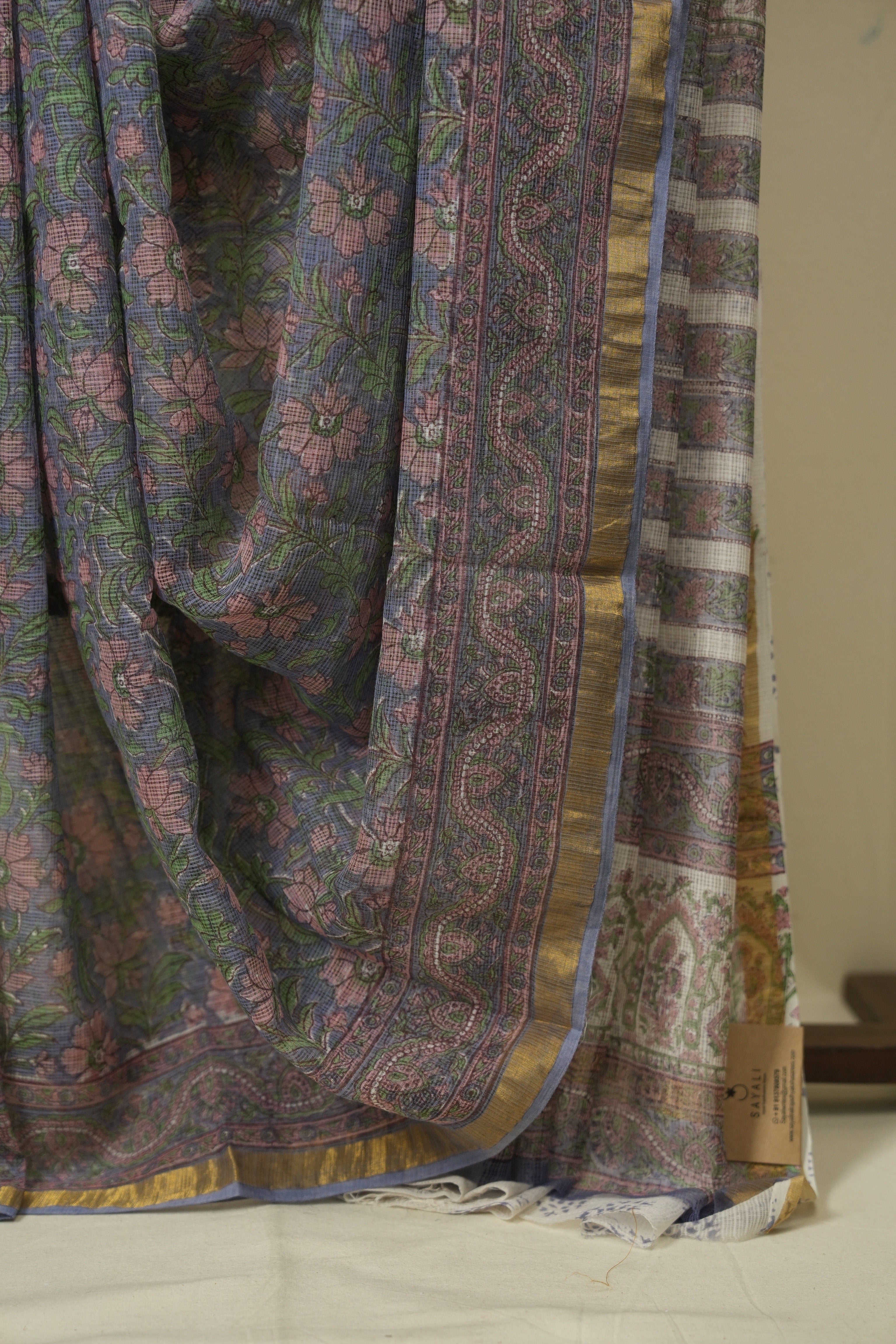 Grey HBP Kota Doria Saree - SRGKDS275