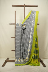 Grey Pochampalli Cotton Ikat Saree - SRGPCIS748