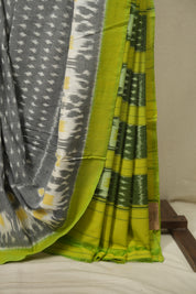 Grey Pochampalli Cotton Ikat Saree - SRGPCIS748