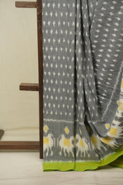 Grey Pochampalli Cotton Ikat Saree - SRGPCIS748