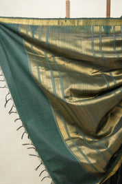 Green Raw Silk Saree - SRGRSS955
