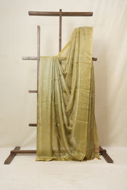 Mustard Silver Tissue Tussar Silk Saree - SRMSTTSS478