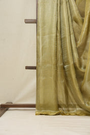 Mustard Silver Tissue Tussar Silk Saree - SRMSTTSS478
