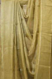 Mustard Silver Tissue Tussar Silk Saree - SRMSTTSS478