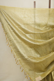 Mustard Silver Tissue Tussar Silk Saree - SRMSTTSS478