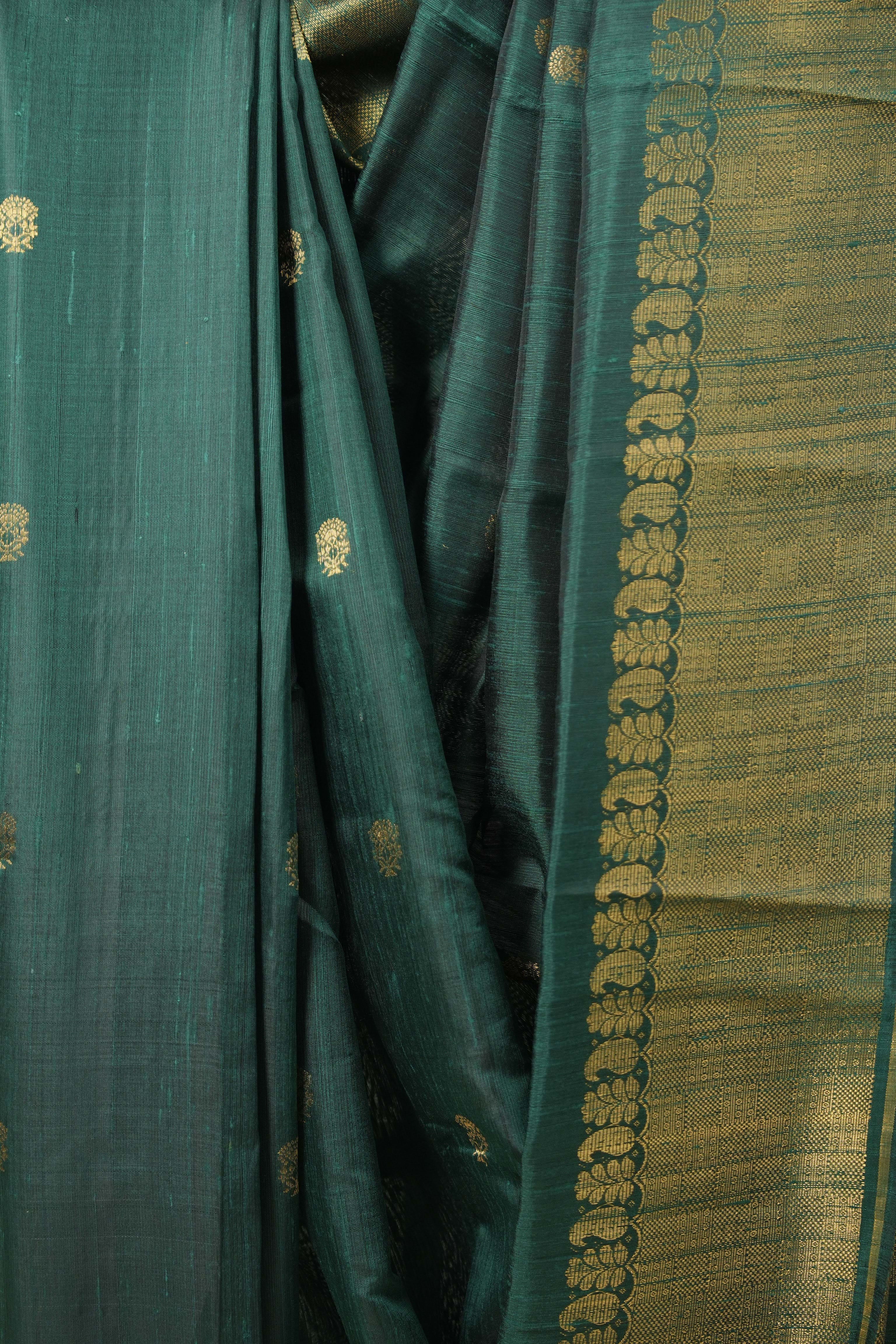 Green Raw Silk Saree - SRGRSS957